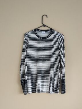 19" Pit-to-pit 12PM Striped Long Sleeve Shirt Top